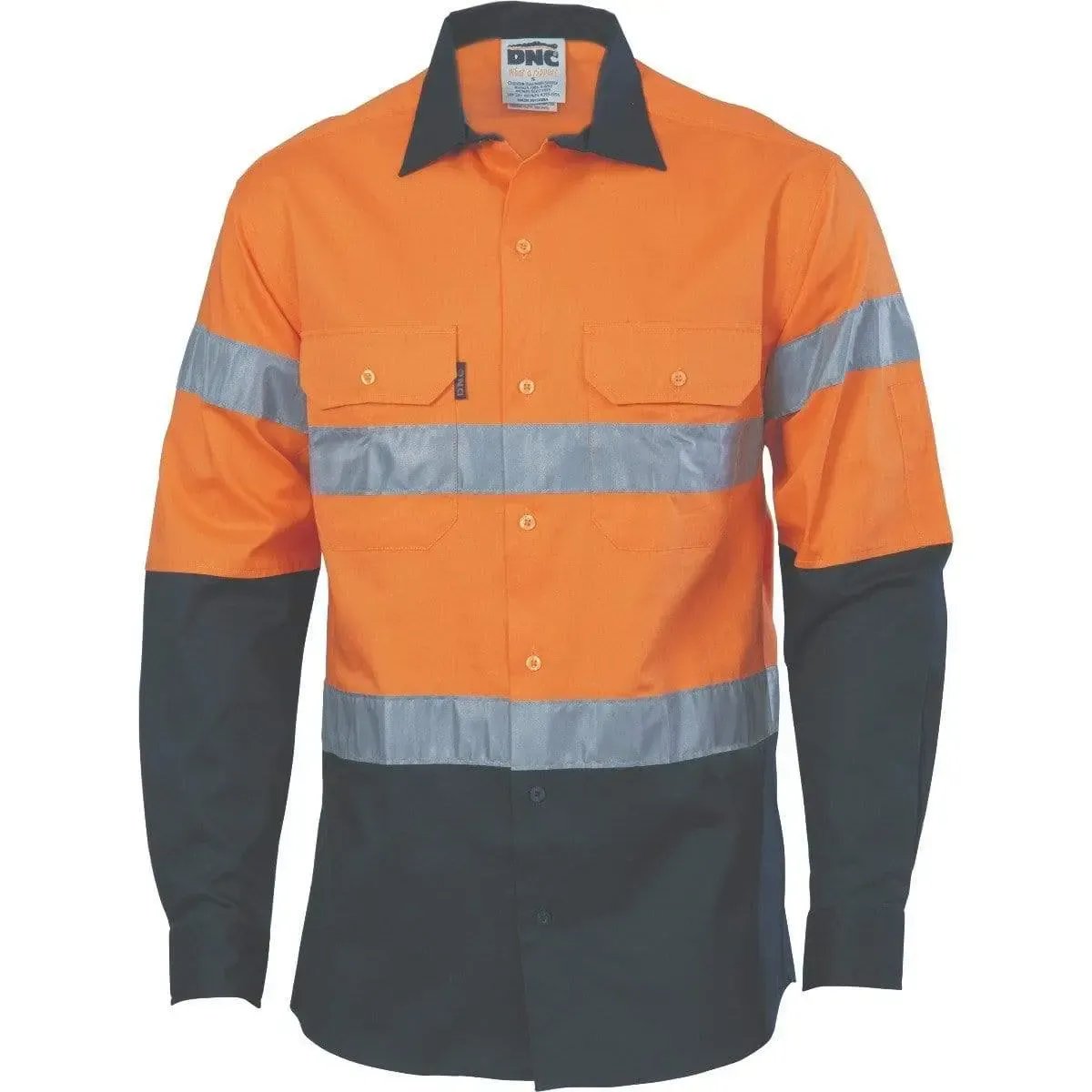 DNC Workwear Work Wear Orange/Navy / XS DNC WORKWEAR Hi-Vis D/N 2 Tone Drill Shirt 3536